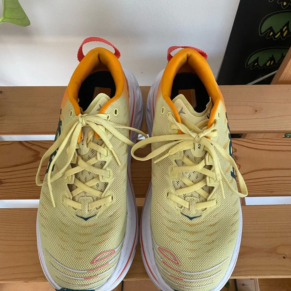 Hoka One One Bondi X Yellow Orange Athletic Running Sneakers Shoes - Picture 4 of 13
